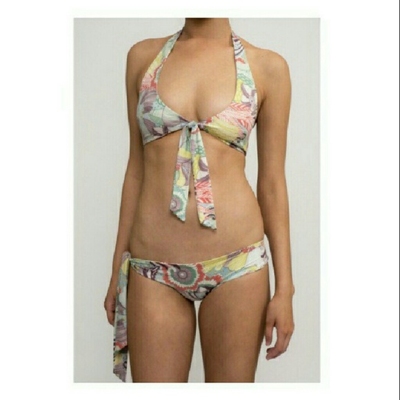 Greenlee Floral Tie Bikini Top 3 L Bottom 1 S - Picture 1 of 3